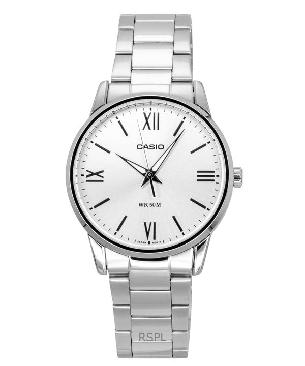 Orologio da uomo Casio analogico in acciaio inossidabile con quadrante argentato al quarzo MTP-1303DD-7AV