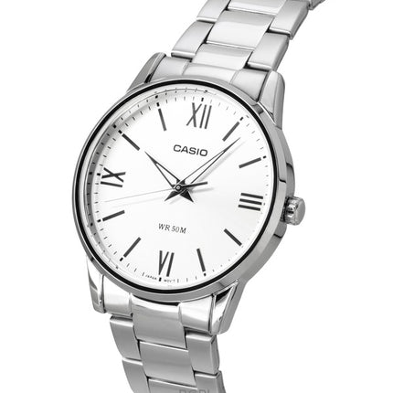 Orologio da uomo Casio analogico in acciaio inossidabile con quadrante argentato al quarzo MTP-1303DD-7AV