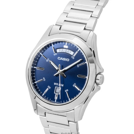 Orologio da uomo Casio Standard Analogico in acciaio inossidabile con quadrante blu al quarzo MTP-1370D-2A2V
