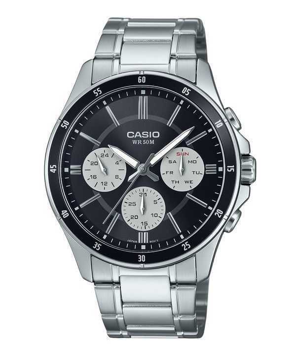 Orologio da uomo Casio Standard Analogico Acciaio inossidabile placcato ioni Quadrante nero Quarzo MTP-1374D-1A3V
