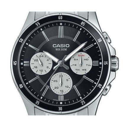 Orologio da uomo Casio Standard Analogico Acciaio inossidabile placcato ioni Quadrante nero Quarzo MTP-1374D-1A3V