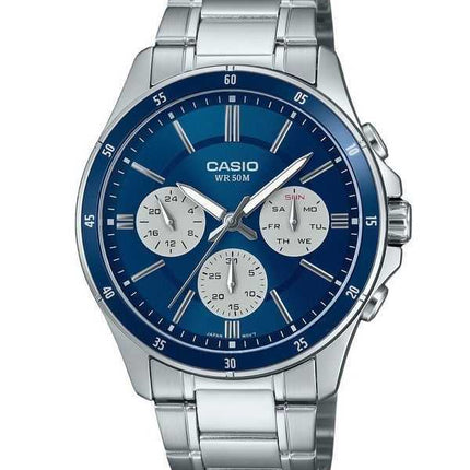 Orologio da uomo Casio Standard Analogico Acciaio inossidabile placcato ioni Quadrante blu Quarzo MTP-1374D-2A3V