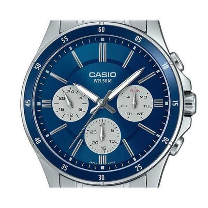 Orologio da uomo Casio Standard Analogico Acciaio inossidabile placcato ioni Quadrante blu Quarzo MTP-1374D-2A3V
