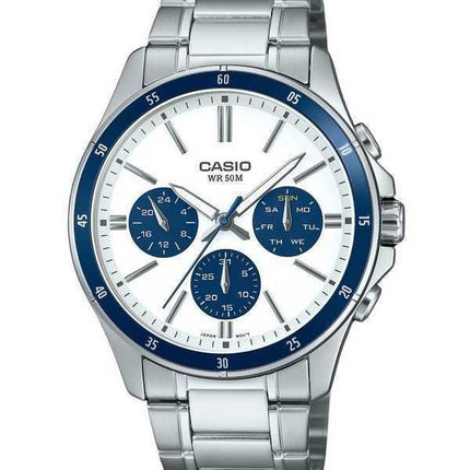 Orologio da uomo Casio Standard Analogico Acciaio inossidabile placcato ioni Quadrante bianco Quarzo MTP-1374D-7A2V