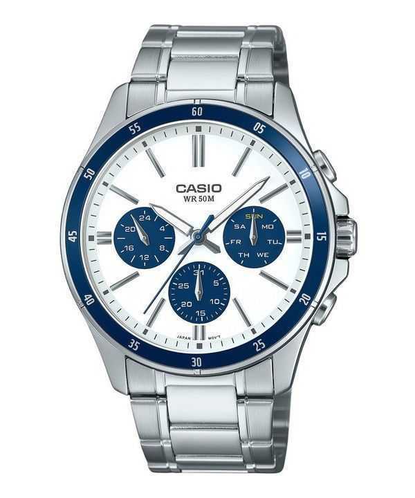 Orologio da uomo Casio Standard Analogico Acciaio inossidabile placcato ioni Quadrante bianco Quarzo MTP-1374D-7A2V