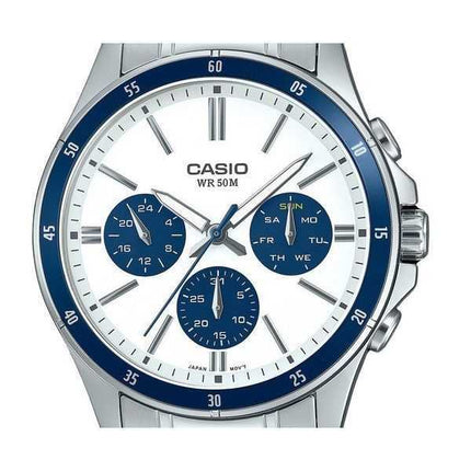 Orologio da uomo Casio Standard Analogico Acciaio inossidabile placcato ioni Quadrante bianco Quarzo MTP-1374D-7A2V