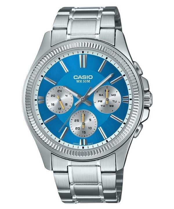 Casio Enticer Analogico Acciaio Inossidabile Quadrante Blu Ghiaccio Quarzo MTP-1375D-2A2 Orologio da Uomo