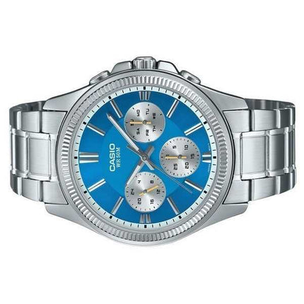 Casio Enticer Analogico Acciaio Inossidabile Quadrante Blu Ghiaccio Quarzo MTP-1375D-2A2 Orologio da Uomo