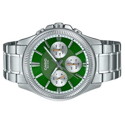 Casio Enticer Analogico Acciaio Inossidabile Quadrante Verde Quarzo MTP-1375D-3 Orologio da Uomo