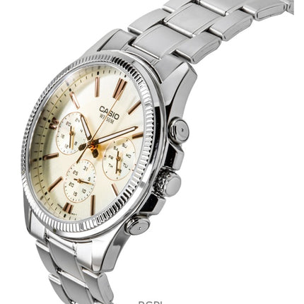 Orologio da uomo Casio Enticer analogico in acciaio inossidabile con quadrante argentato al quarzo MTP-1375D-7A2V