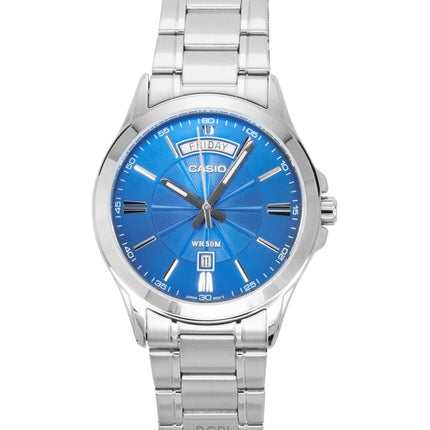 Orologio da uomo Casio Standard Analogico in acciaio inossidabile con quadrante blu al quarzo MTP-1381D-2AV