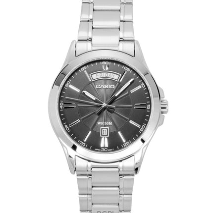 Orologio da uomo Casio Standard Analogico in acciaio inossidabile con quadrante grigio al quarzo MTP-1381D-8AV