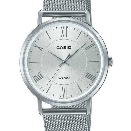 Orologio da uomo Casio analogico quadrante argento in acciaio inossidabile al quarzo MTP-B110M-7A MTPB110M-7