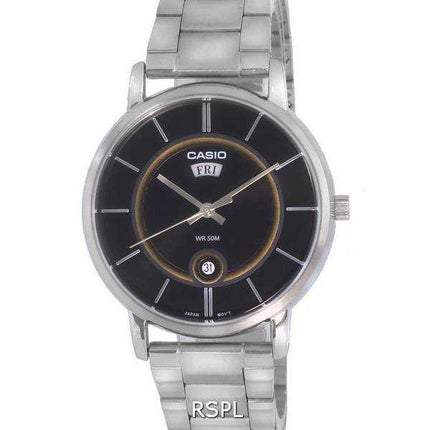 Orologio da uomo Casio analogico in acciaio inossidabile quadrante nero al quarzo MTP-B120D-1A MTPB120D-1