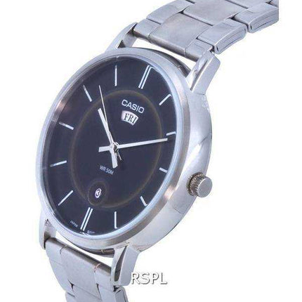 Orologio da uomo Casio analogico in acciaio inossidabile quadrante nero al quarzo MTP-B120D-1A MTPB120D-1