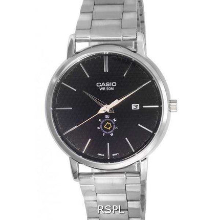 Orologio da uomo Casio analogico in acciaio inossidabile quadrante nero al quarzo MTP-B125D-1A MTPB125D-1