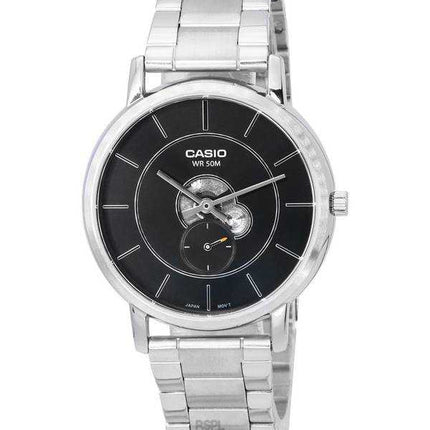 Orologio da uomo Casio standard analogico in acciaio inossidabile con quadrante nero al quarzo MTP-B130D-1A MTPB130D-1