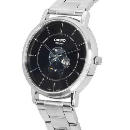 Orologio da uomo Casio standard analogico in acciaio inossidabile con quadrante nero al quarzo MTP-B130D-1A MTPB130D-1