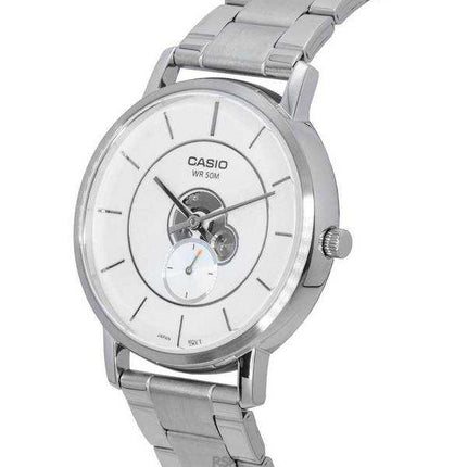 Orologio da uomo Casio standard analogico in acciaio inossidabile con quadrante argentato al quarzo MTP-B130D-7A MTPB130D-7