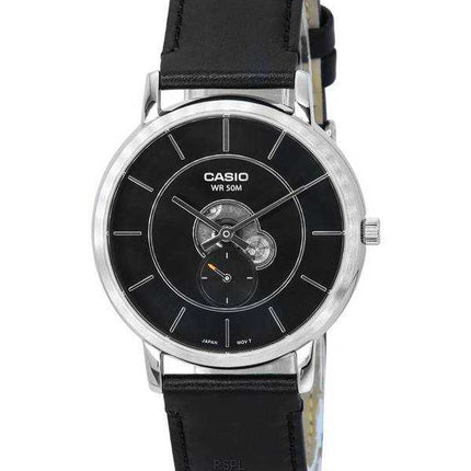 Orologio da uomo Casio standard analogico cinturino in pelle quadrante nero al quarzo MTP-B130L-1A MTPB130L-1