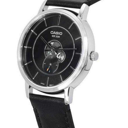 Orologio da uomo Casio standard analogico cinturino in pelle quadrante nero al quarzo MTP-B130L-1A MTPB130L-1