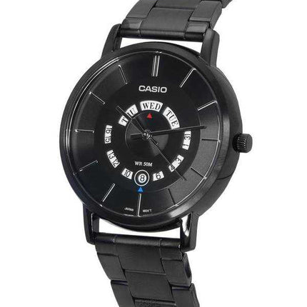 Orologio da uomo Casio standard analogico in acciaio inossidabile con quadrante nero al quarzo MTP-B135B-1A MTPB135B-1