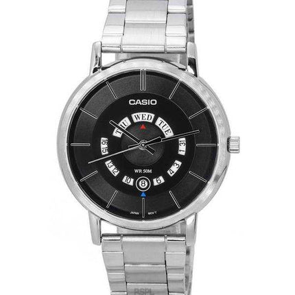 Orologio da uomo Casio standard analogico in acciaio inossidabile con quadrante nero al quarzo MTP-B135D-1A MTPB135D-1