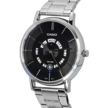 Orologio da uomo Casio standard analogico in acciaio inossidabile con quadrante nero al quarzo MTP-B135D-1A MTPB135D-1