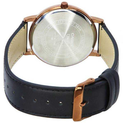 Orologio da uomo Casio standard analogico con cinturino in pelle quadrante nero al quarzo MTP-B135RL-1A MTPB135RL-1