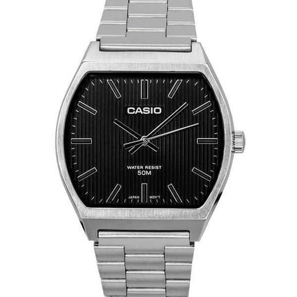 Orologio da uomo Casio analogico standard in acciaio inossidabile con quadrante nero al quarzo MTP-B140D-1A