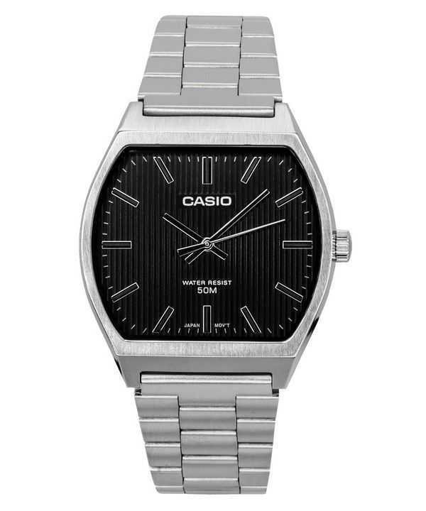 Orologio da uomo Casio analogico standard in acciaio inossidabile con quadrante nero al quarzo MTP-B140D-1A