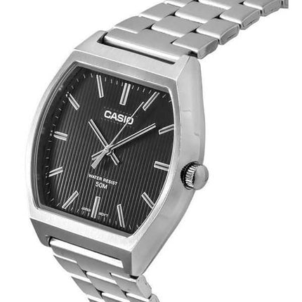 Orologio da uomo Casio analogico standard in acciaio inossidabile con quadrante nero al quarzo MTP-B140D-1A