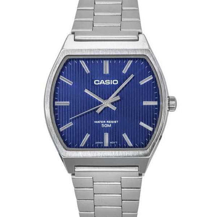 Orologio da uomo Casio analogico standard in acciaio inossidabile quadrante blu al quarzo MTP-B140D-2A
