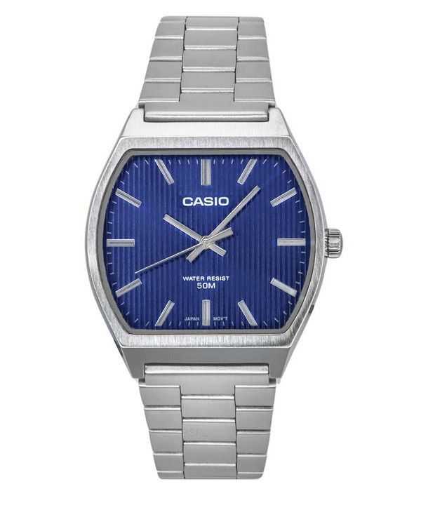 Orologio da uomo Casio analogico standard in acciaio inossidabile quadrante blu al quarzo MTP-B140D-2A
