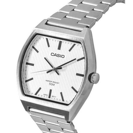 Orologio da uomo Casio analogico standard in acciaio inossidabile quadrante bianco al quarzo MTP-B140D-7A