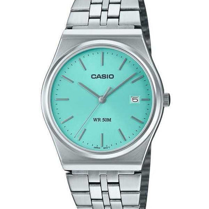 Orologio da uomo Casio standard in acciaio inossidabile con quadrante turchese al quarzo MTP-B145D-2A1