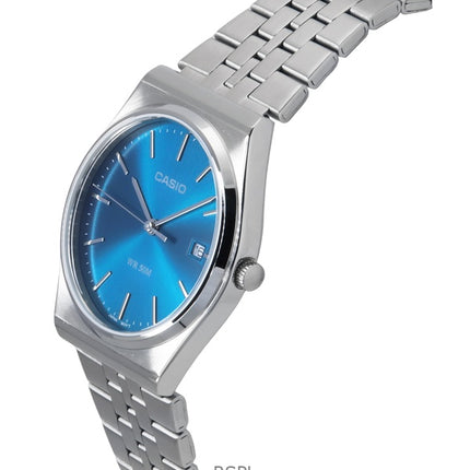Orologio da uomo Casio analogico standard in acciaio inossidabile quadrante blu al quarzo MTP-B145D-2A2
