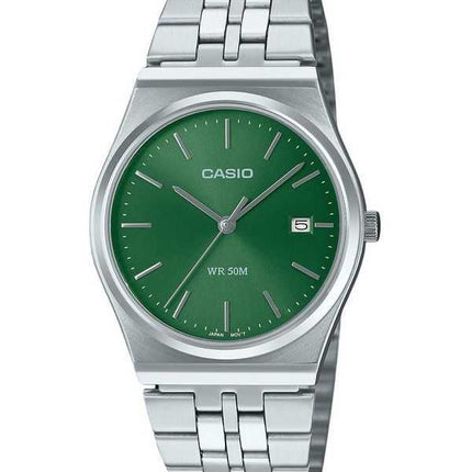 Orologio unisex Casio analogico standard in acciaio inossidabile con quadrante verde al quarzo MTP-B145D-3AV