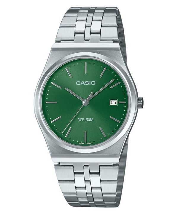 Orologio unisex Casio analogico standard in acciaio inossidabile con quadrante verde al quarzo MTP-B145D-3AV