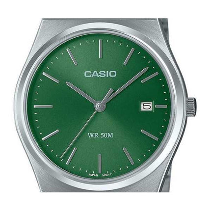 Orologio unisex Casio analogico standard in acciaio inossidabile con quadrante verde al quarzo MTP-B145D-3AV