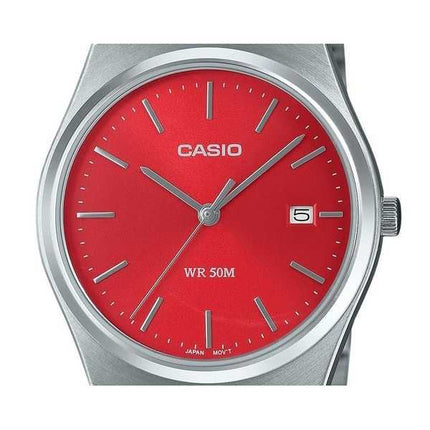 Orologio Casio Standard Analogico in Acciaio Inox con Quadrante Rosso al Quarzo MTP-B145D-4A2V Unisex