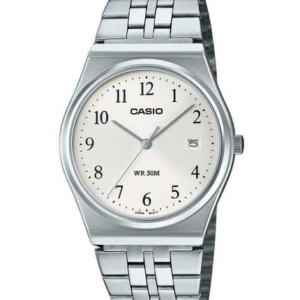Orologio da uomo Casio analogico standard in acciaio inossidabile quadrante bianco al quarzo MTP-B145D-7B