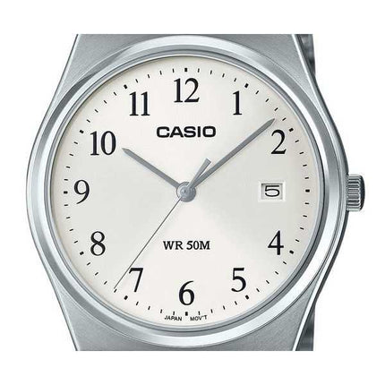 Orologio da uomo Casio analogico standard in acciaio inossidabile quadrante bianco al quarzo MTP-B145D-7B