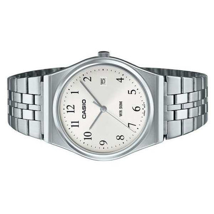Orologio da uomo Casio analogico standard in acciaio inossidabile quadrante bianco al quarzo MTP-B145D-7B