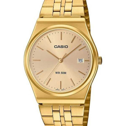 Casio Standard Analogico Oro Acciaio Inossidabile Quadrante Oro Quarzo MTP-B145G-9AV Orologio Unisex