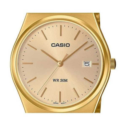 Casio Standard Analogico Oro Acciaio Inossidabile Quadrante Oro Quarzo MTP-B145G-9AV Orologio Unisex