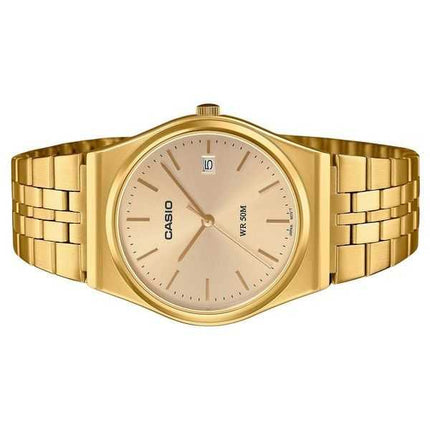 Casio Standard Analogico Oro Acciaio Inossidabile Quadrante Oro Quarzo MTP-B145G-9AV Orologio Unisex