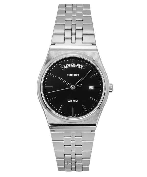 Orologio da uomo Casio Standard Analogico in acciaio inossidabile con quadrante nero al quarzo MTP-B146D-1AV