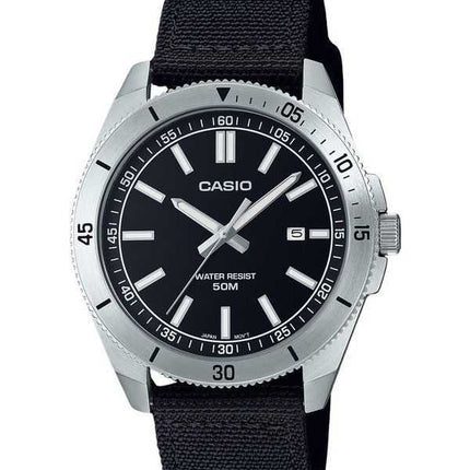 Orologio da uomo Casio MTP-B155C-1E con cinturino in tessuto analogico standard quadrante nero al quarzo