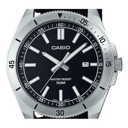 Orologio da uomo Casio MTP-B155C-1E con cinturino in tessuto analogico standard quadrante nero al quarzo